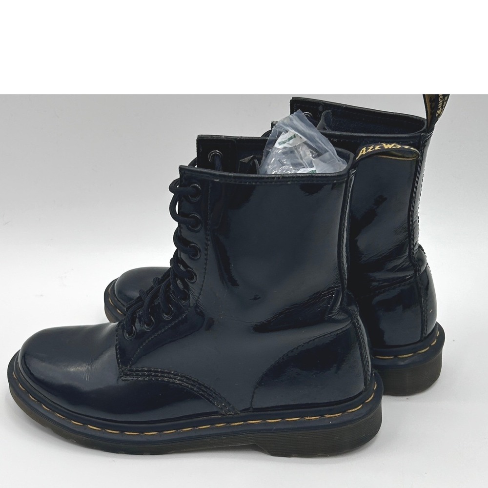 Dr. Martens 1460 Black Patent Lamper Leather 8-Eye Lace Up Combat Boots Size 9 - Picture 4 of 12